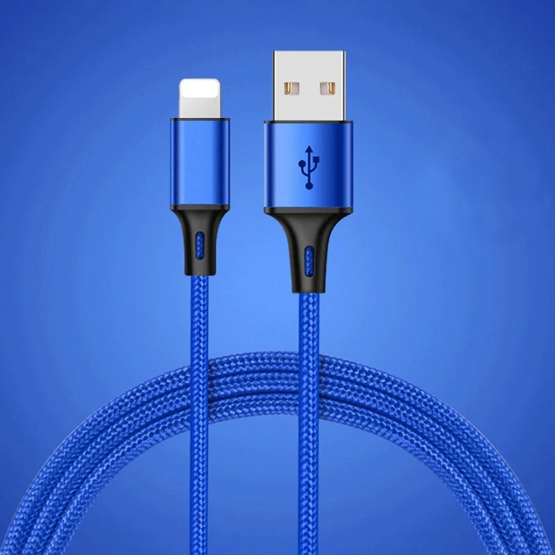 20 см, 100 см, 200 см, 300 см, USB кабель для зарядки для iPhone XS MAX X XR 6 s 6S 7 8 Plus 5 5S, SE, iPad, длинное зарядное устройство для сотового телефона - Цвет: Синий