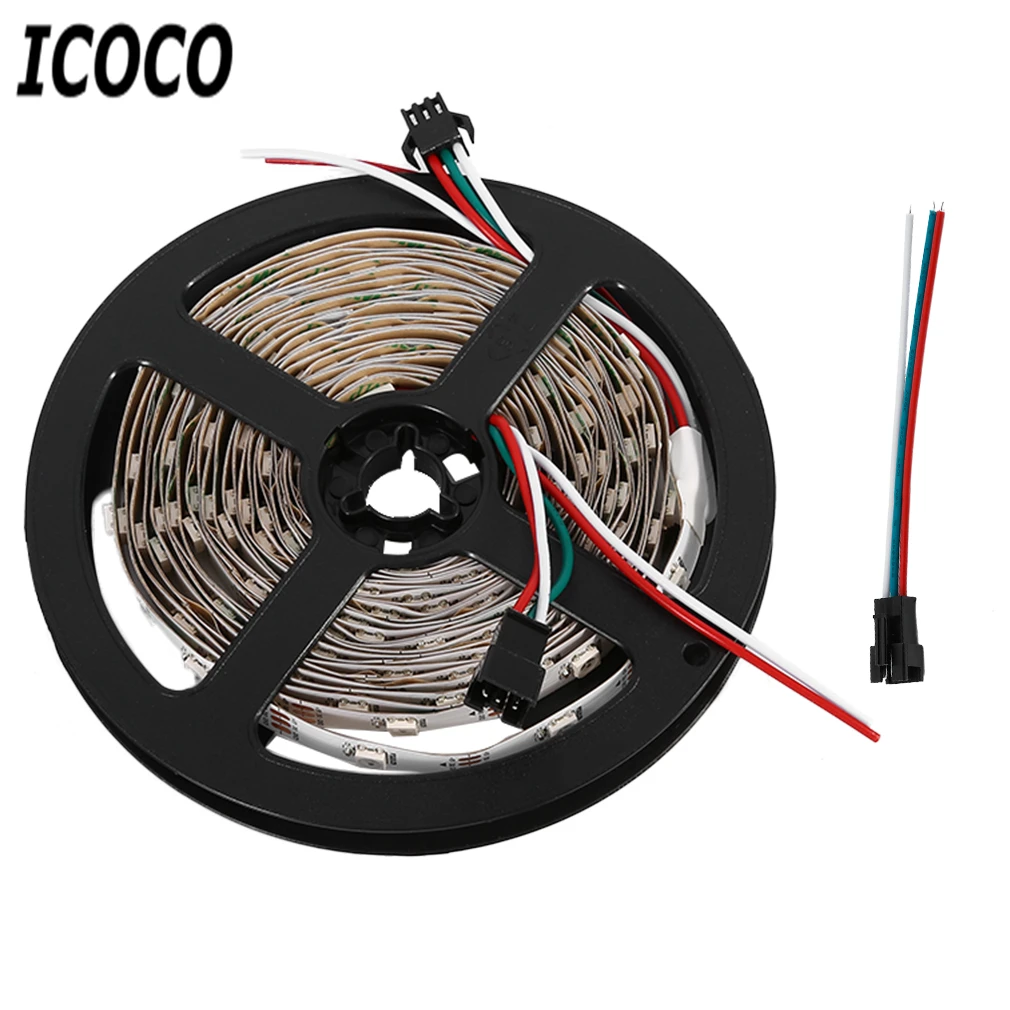 ICOCO 1 шт. 5 м WS2811 5050 SMD 12 В водонепроницаемая/не водонепроницаемая черная печатная