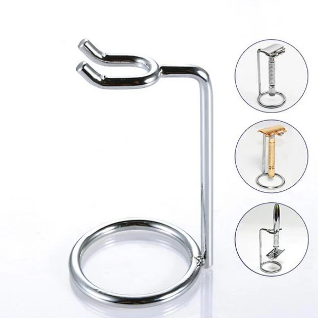 1Pcs New Men Art Stainless Steel Safety Razor Stand Double Edge Razor Holder Metal Clean Shaver