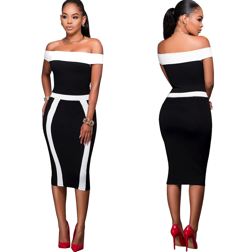 SARETOMIAS Горячие продажа Лето Dress Женщины С плеча Slash шея Sexy Карандаш женские платья |