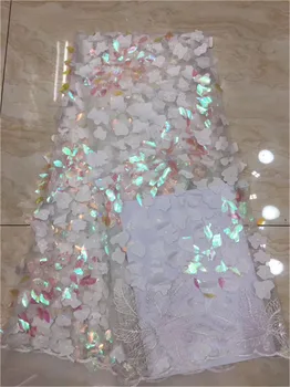 

Newest Arriver Beautiful Flower African Sequin Lace Fabric, Sequins Nobleness African Lace Fabric Green for Party Dresses(FJ195