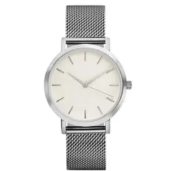 Для женщин Для мужчин модные Нержавеющая сталь ремешок аналоговые кварцевые наручные часы Роскошные Простой Стиль разработан браслет