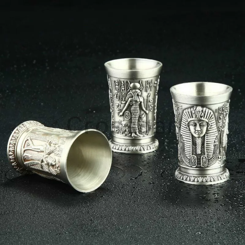 3 Pieces/set Egypt Antique Bronze Bar Wine Glass Shot Glasses Cocktail