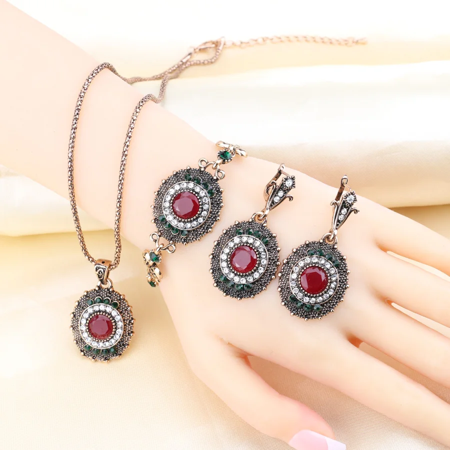 3 шт./лот винтажные наборы свадебных ювелирных изделий для женщин Дубаи античный