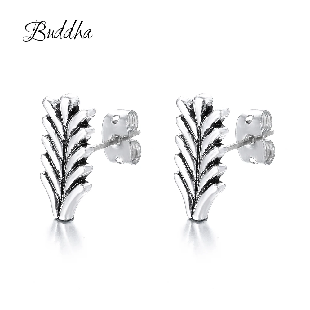

Netherlands Buddha Earring for Women Simple 925 Sterling Silver Hoop Ear Stud Earring Arrow Pattern Classic Earring Jewelry Gift
