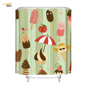 

HUGSIDEA Thickened Fabric Shower Curtain Cute Cartoon Summer Bathroom Curtains Waterproof Bath Curtain Decor Home Accessories