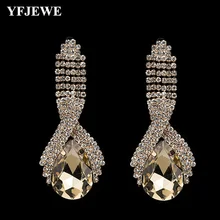 YFJEWE вечерние серьги большого размера с разноцветными кристаллами для девочек оптом# E001
