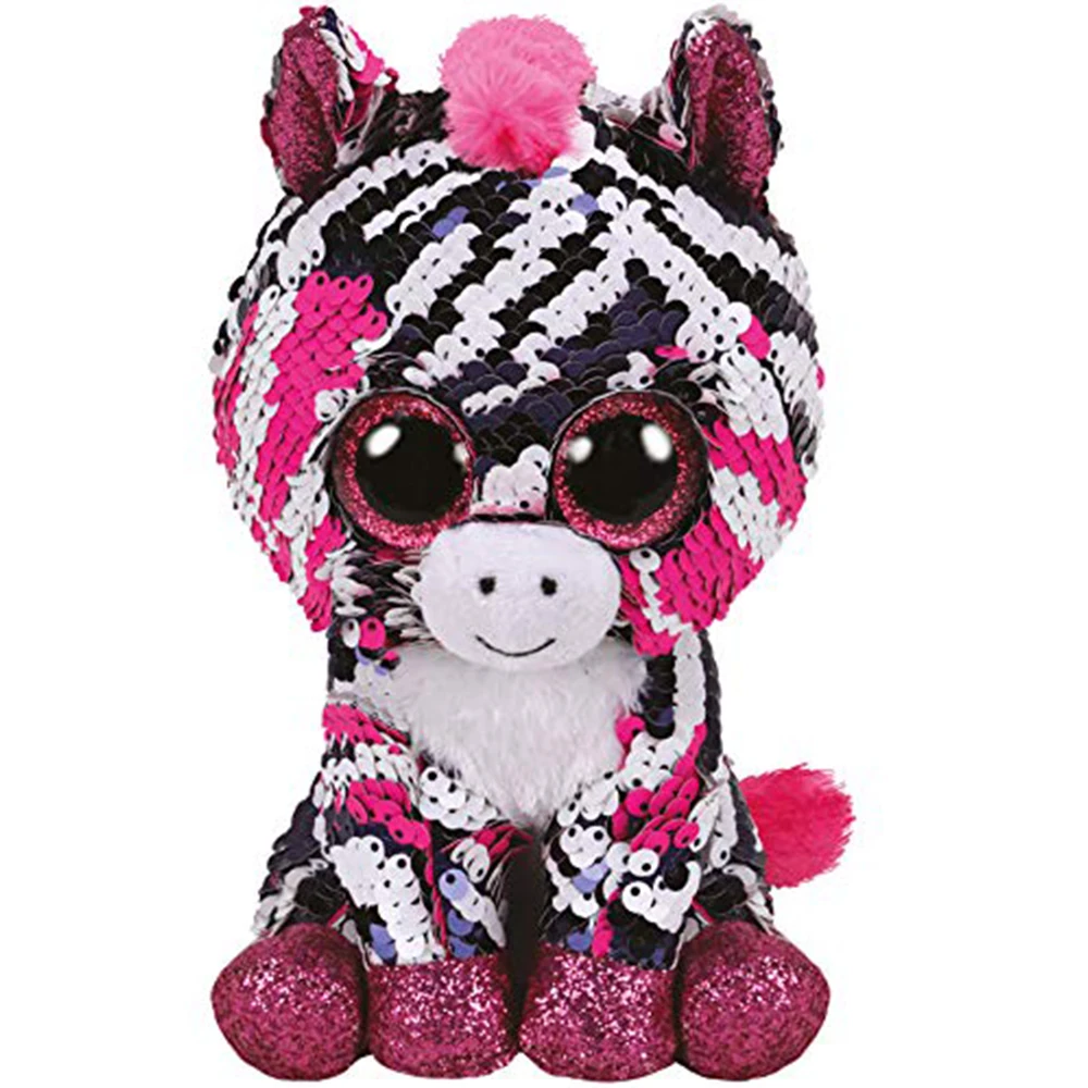 

Pyoopeo Ty Sequins Flippables 6" 15cm Zoey the Zebra Plush Regular Stuffed Animal Rabbit Collection Doll Toy with Heart Tag