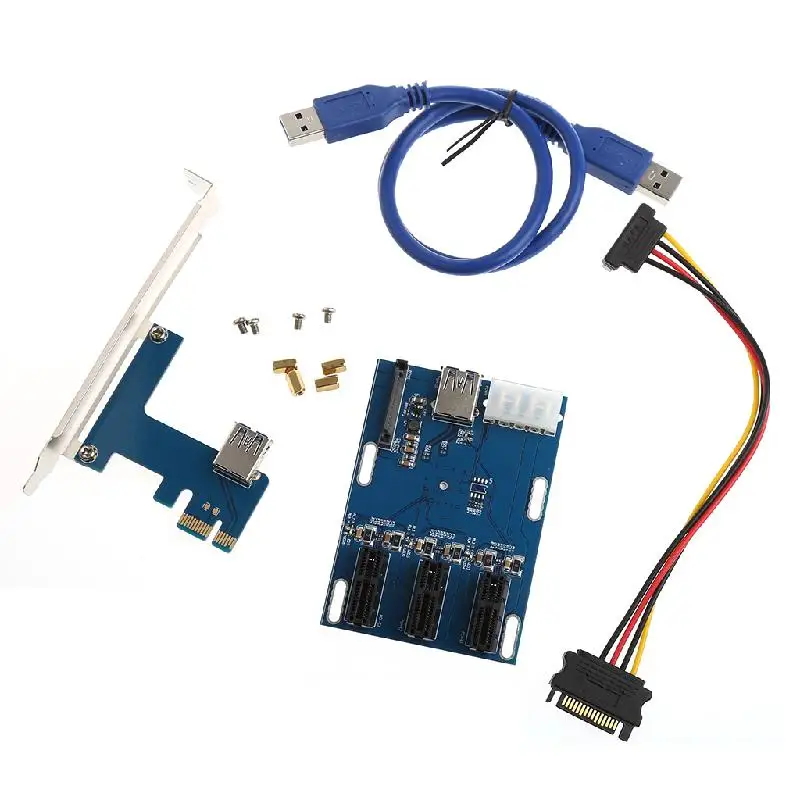 1 Port PCI E 1X To 3 Slot 1X Switch Multiplier Expander HUB Expansion Riser Card