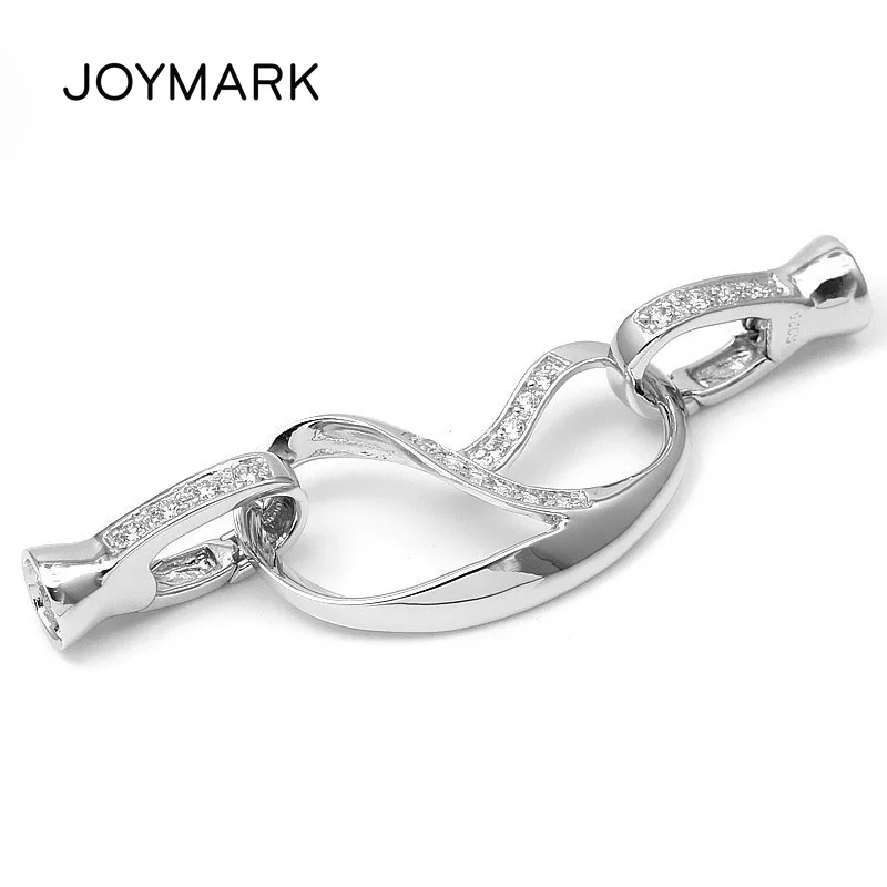 JOYMARK Music Symbol 925 Sterling Silver Zircon Pave Connector Clasps With End Caps For DIY Pearl Gemstone Necklace SC-CZ130 | Украшения и