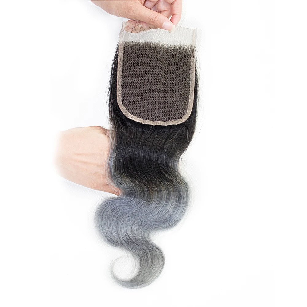 BOBBI COLLECTION 2/3 Bundles With Closure Ombre Dark Grey Peruvian Body Wave Hair Pre-Colored Remy Human Hair Extensions BOBBI COLLECTION 2/3 Bundles With Closure Ombre Dark Grey Peruvian Body Wave Hair Pre-Colored Remy Human Hair Extensions