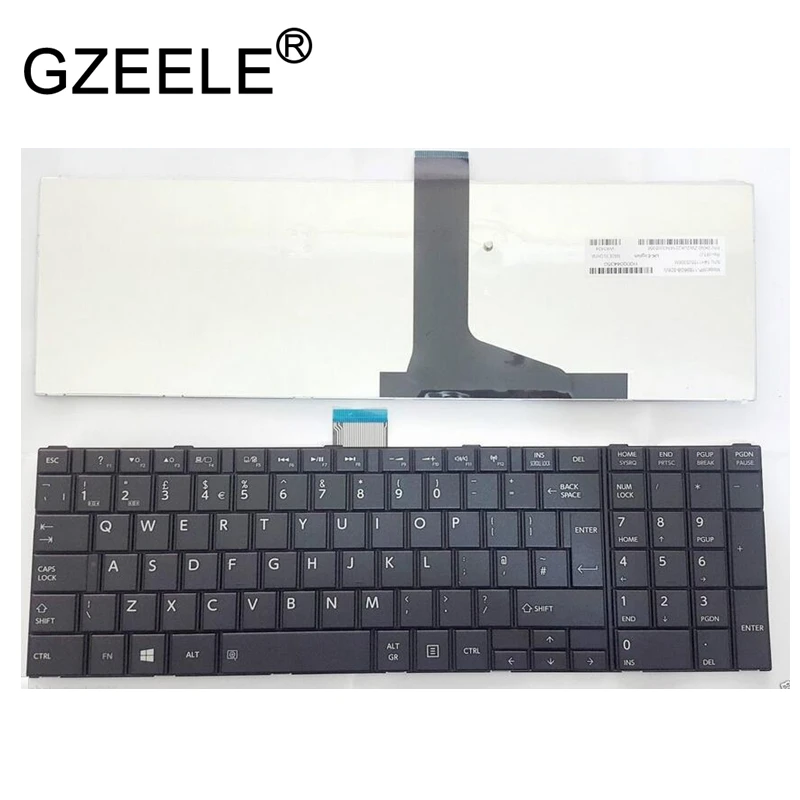 Клавиатура GZEELE UK(GB) для Toshiba Satellite Pro C850 C855 C850D C870 L850 L855 UK Keyboard Black