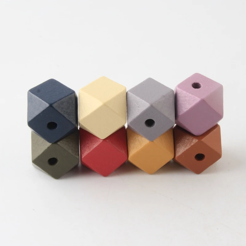 

10pcs 20mm Wood Beads Spacer Beads Geometric Faceted Wooden Beads For Jewelry Making DIY Necklace