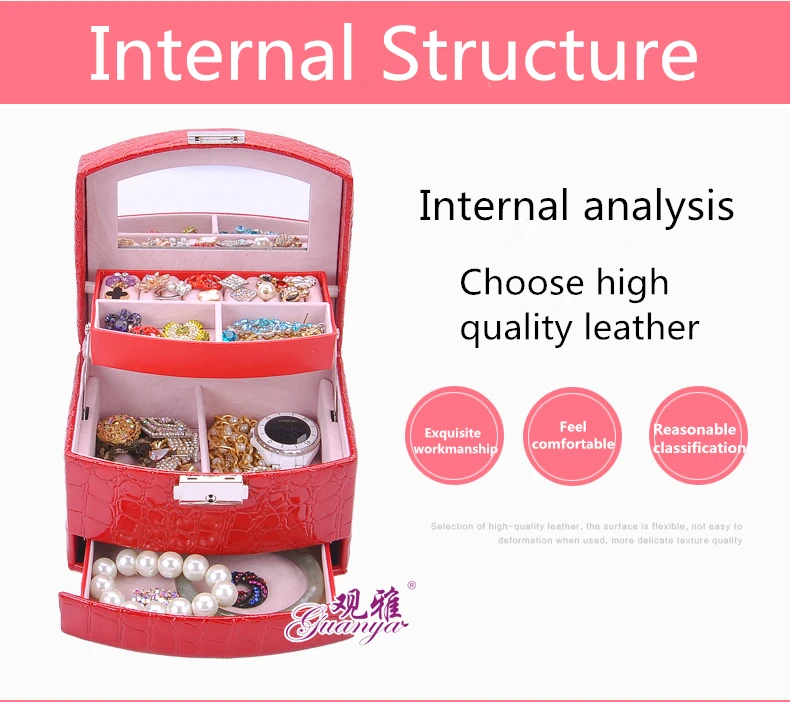 Кожаная Автоматическая шкатулка для ювелирных изделий, модный трехслойный органайзер для ювелирных изделий, переносная шкатулка для хранения сережек
