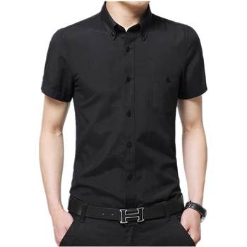 

Pure Color Short Sleeve Shirt mens 2018 Summer Man Shirt Slim Cool shirts