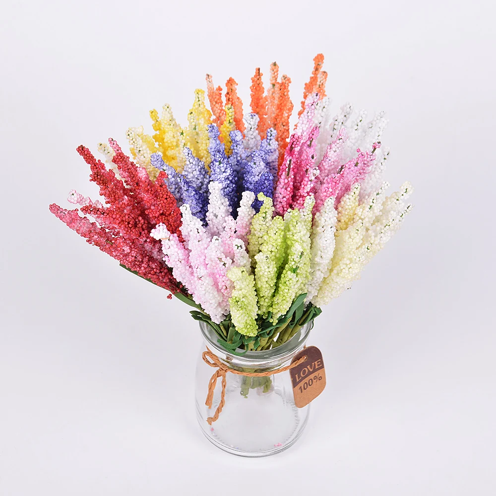 10pcs/Lot  PE foam lavender Bouquet wedding home decor accessories for fake floristics vases diy wreath Artificial flowers