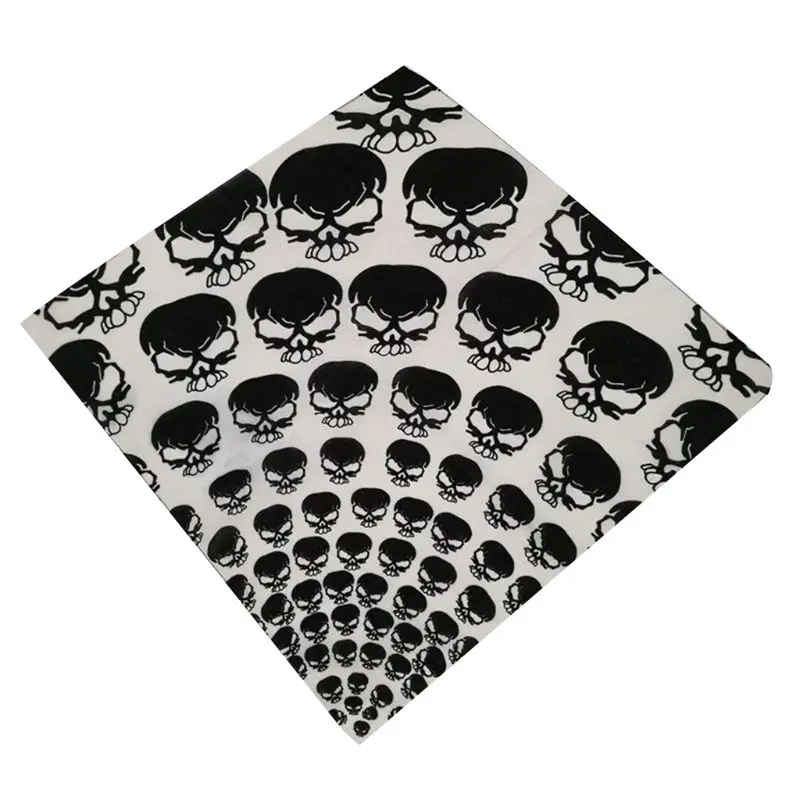 Men Women Gradient Skull Print Square Bandanas Pirate Motorcycle Biker Handkerchief Head Wrap Sports Hip-Hop Headscarf 55x55cm