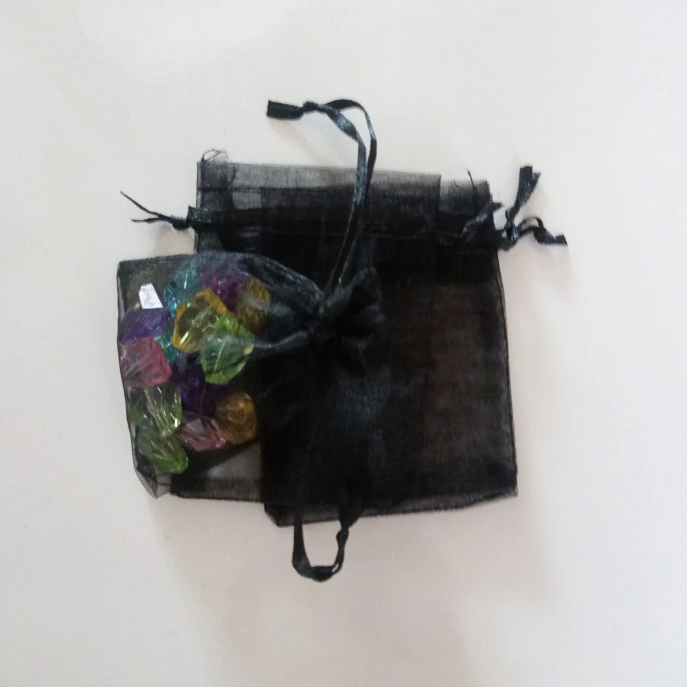 100 шт черные подарочные пакеты для ювелирных изделий и упаковки, Сумка из органзы, сумка на шнурке, для свадьбы/для женщин, для путешествий, для хранения, демонстрационные сумки