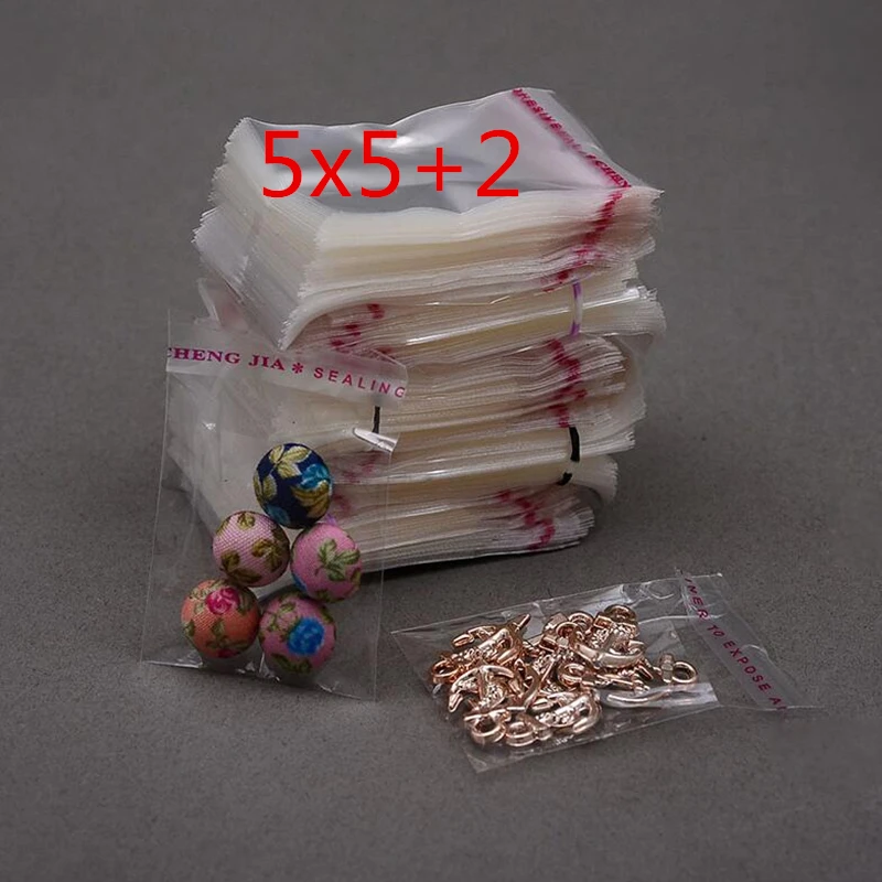 

Clear Resealable Cellophane/BOPP/Poly Bags 100pcs 5x5+2cm Transparent Opp Bag Packing Plastic Bags Self Adhesive Seal