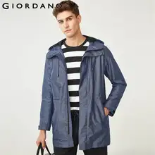 Джордано Для мужчин пальто Для мужчин Banded-талия с капюшоном средней длины Стиль ветровка Для мужчин регулируемые манжеты Swallowtailed сзади низ ветровки
