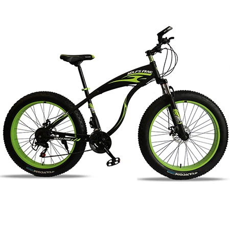 Велосипед wolf's fang 21 скоростной горный велосипед 26 дюймов с толстыми шинами, шоссейный Снежный велосипед,, снежный велосипед - Цвет: s-Black green