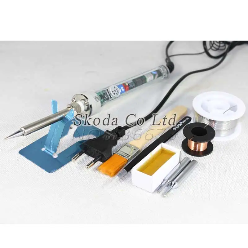 

Free shipping EU plug GJ 907 soldering iron set Adjustable constant temperature electric soldering iron+tin wire+iron tips+rosin
