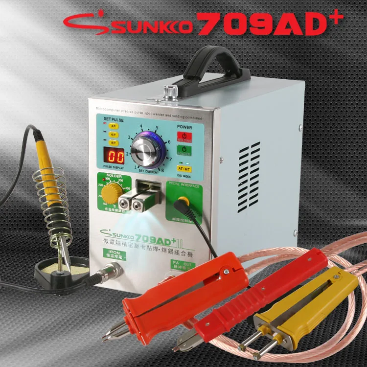 

SUNKKO 4 IN1 Double LED Moveable Mig Pulse Battery Spot Welder Machine Kit 709AD with 70B+71A+71B Welding Pen