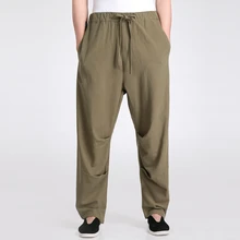 Armee Grün Chinesischen Tai Chi Hose Baumwolle Leinen Kung Fu Hosen männlichen Tai Chi Lose Hose Größe S M L XL XXL XXXL 2601