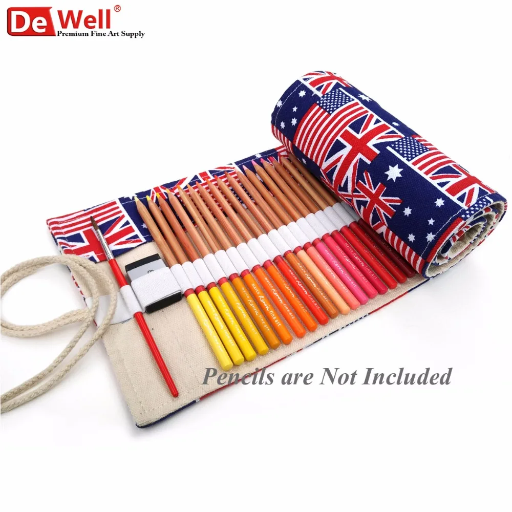 British Style 36/48/72 Holes Vintage Pencil Bag Canvas Color Pencils