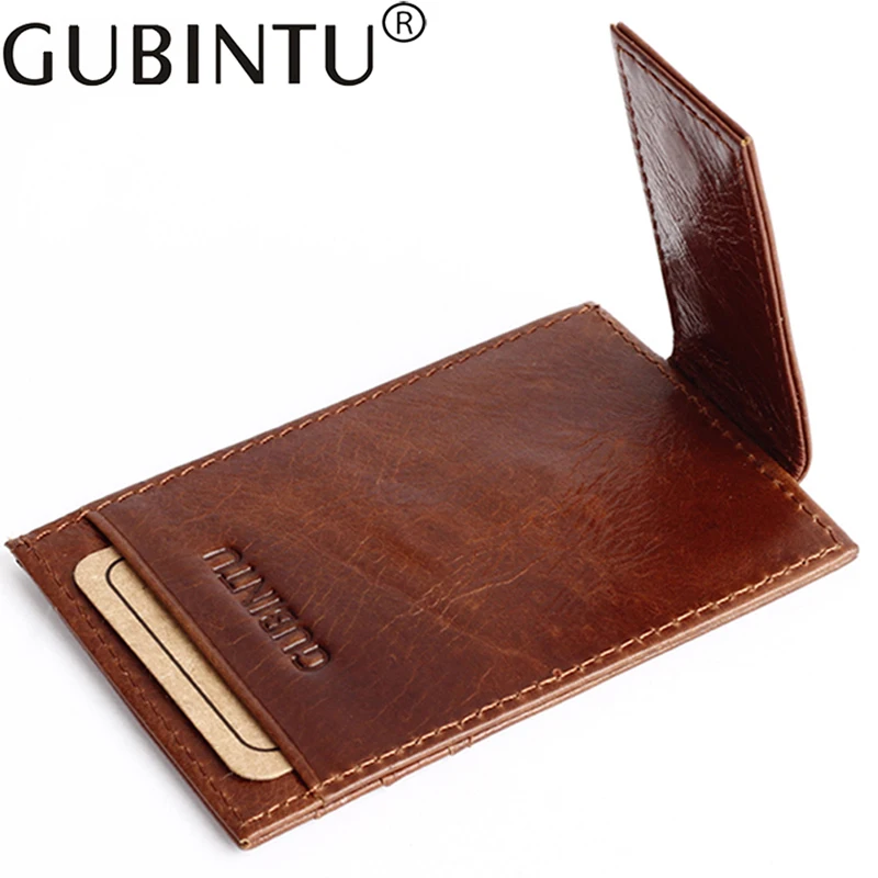 

Pocket Magnet Genuine Leather Men Wallet Purse Case Dollar With Male Slim Clamp For Bills I Money Clip Holder Cash Credit Card