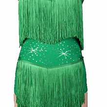 Индивидуальный заказ зеленый цвет Бахрома Кисточкой латинские Rumbaringe Charleston Flapper Great Gatsby сценический танец одежда платье L057