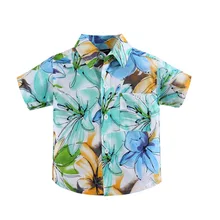 Рубашка из хлопка с цветочным рисунком гавайская рубашка aloha для мальчика T1526