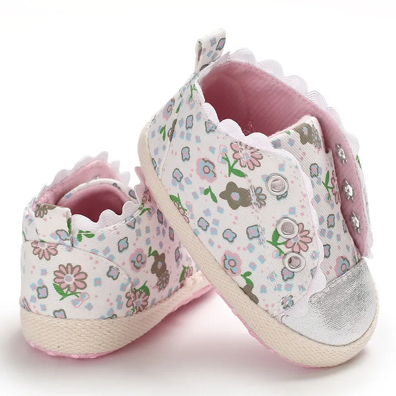 

Baby Girl Shoes Infant Newborn Girls Broken flower Soft Crib Anti-slip Lace Floral Embroidered Prewalker Walking Sneaker
