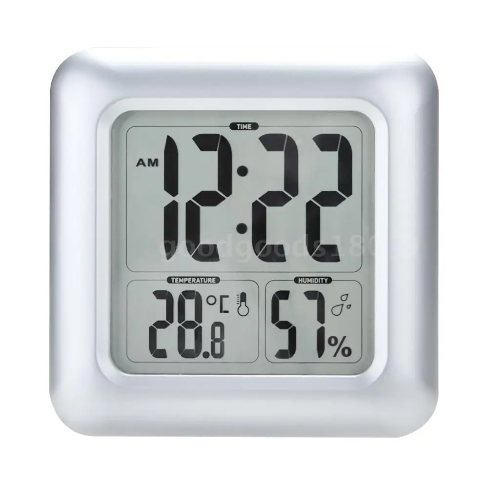 

Multifunctional LCD Digital Wall Clock Large Screen Display Time Temperature Humidity Excellent LCD Shower Clock in Bathroom