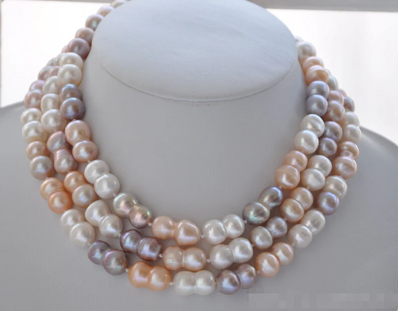 

FREE SHIPPING fast Z5840 REAL 50" 20mm PINK white lavender peanut DOUBLE FRESHWATER PEARL NECKLACE HOT HOT sell
