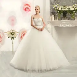 Vestidos De Novias арабское Плиссированное фатиновое бальное платье свадебное платье 2018 плюс размер Бисероплетение Пояса Милое Свадебное Платье es