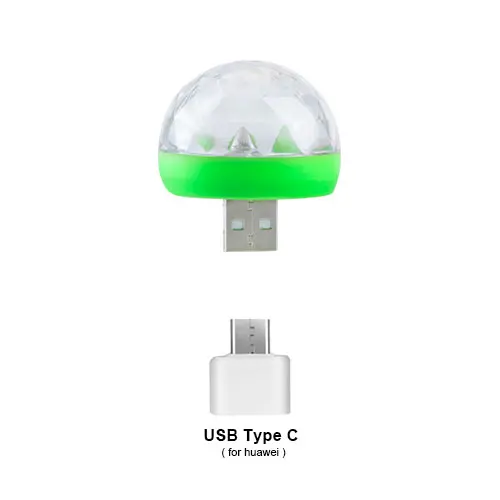 USB Lumiere RGB светодиодный музыкальный сценический светильник шоу клуб диско DJ светильник лазерный проектор управление звуком кристалл магический шар эффект светильник s - Цвет: Type-C Android