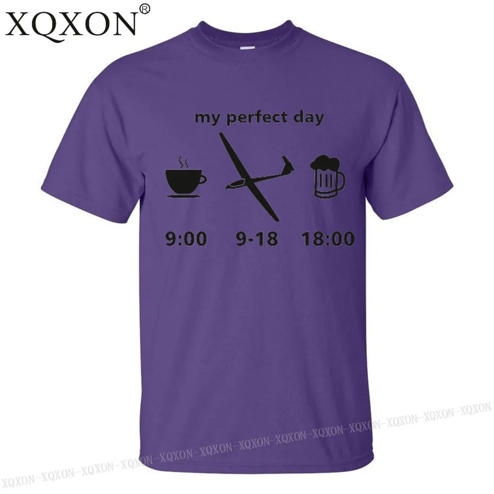 XQXON-my perfect day скользя Для мужчин футболка хорошего качества хлопок Летние Короткие рукава человек футболка; Топы K113 - Цвет: Purple