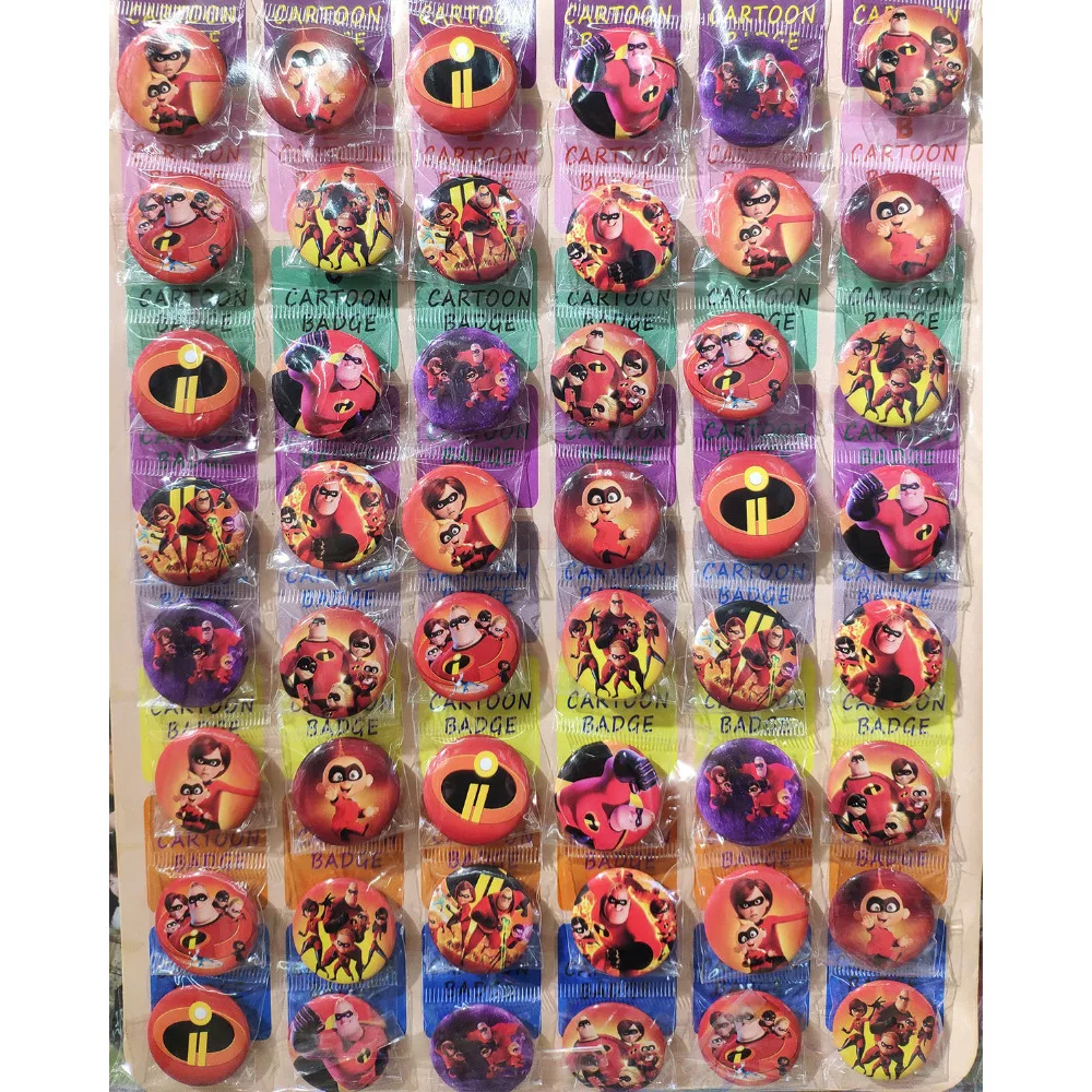 

Love Thank You The Incredibles 30MM 48pcs lot PINBACK BADGE BUTTON BROOCH BAG GIFT TOY anime cool cartoons super heroes