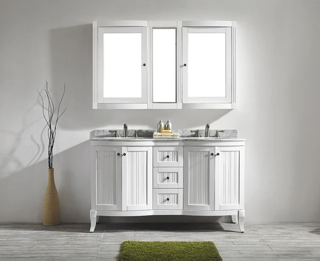 61Inch Antique White Bathroom Cabinet American Style Thailand Oak 61Inch Antique White Bathroom Cabinet American Style Thailand Oak Solid Wood Bathroom Vanity 4 Doors & - 61Inch Antique White Bathroom Cabinet American Style Thailand Oak
