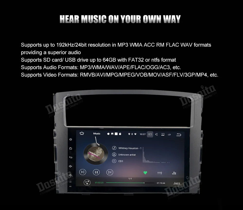 Perfect Dasaita 9" Android 8.1 Car GPS Player Navi for Mitsubishi Pajero V97 V93 2006-2011 with 2G+16G Quad Core Multimedia Radio No DVD 12