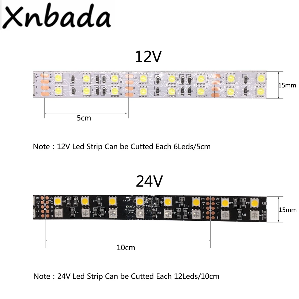 Двухрядная водонепроницаемая светодиодная лента RGB 5050 120 светодиодов/м 5 м 12 В