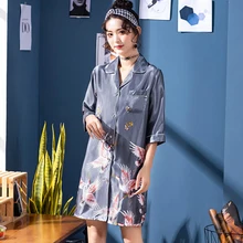 Wasteheart красный цвет; сезон лето; ночная рубашка; одежда для сна Для женщин футболка с принтом воротником шеи тканый женский сексуальный сна верхняя одежда размера плюс платье