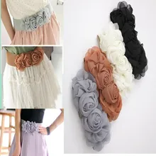 Double flower cummerbund female chiffon elastic belt decoration wide belt all-match rose