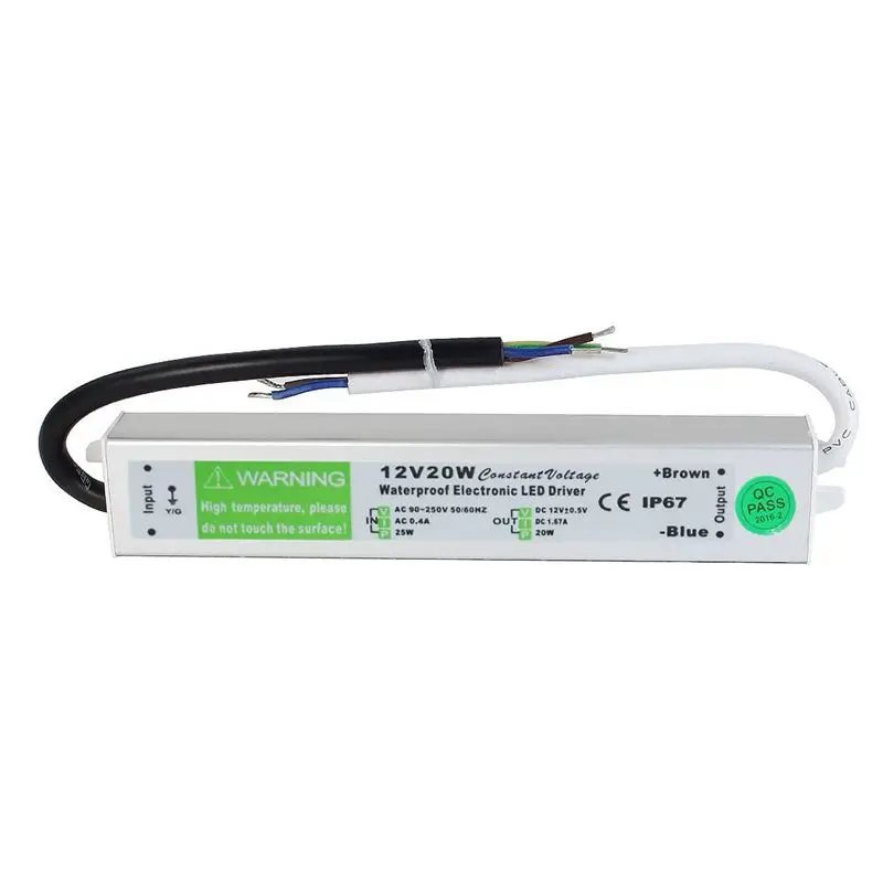 

AC 90~250V to DC12V 20 Watt Transformer IP67 Waterproof LED Driver Power Supply