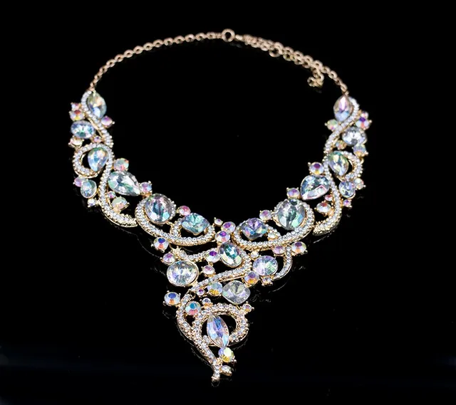 Crystal Bib Jewelry Set With Earrings