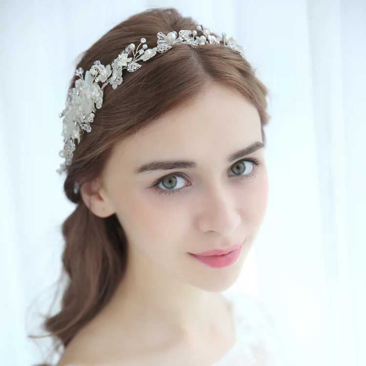 Vogue Свадебная лоза цветочный Шарм серебряный ободок для волос кристалл и инкрустированный лист со стразами свадебный головной убор для платья