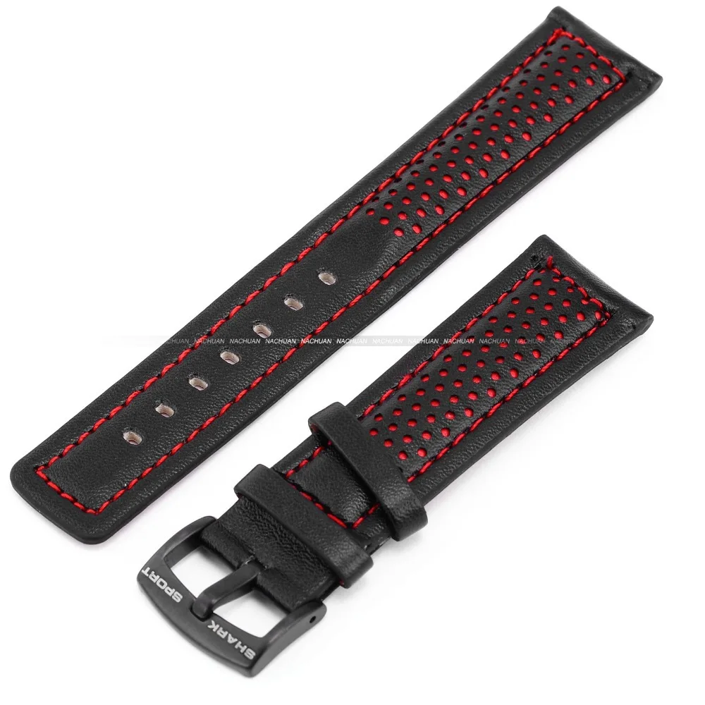 Prix pour Shark Marque D'origine Mode Hommes de Montre En Cuir Ceinture Bande de Montre Noir Rouge Véritable Bracelet En Cuir Accessoires de Bande de Montre/WTL050 Prix pour Shark Marque D'origine Mode Hommes de Montre En Cuir Ceinture Bande de Montre Noir Rouge Véritable Bracelet En Cuir Accessoires de Bande de Montre/WTL050