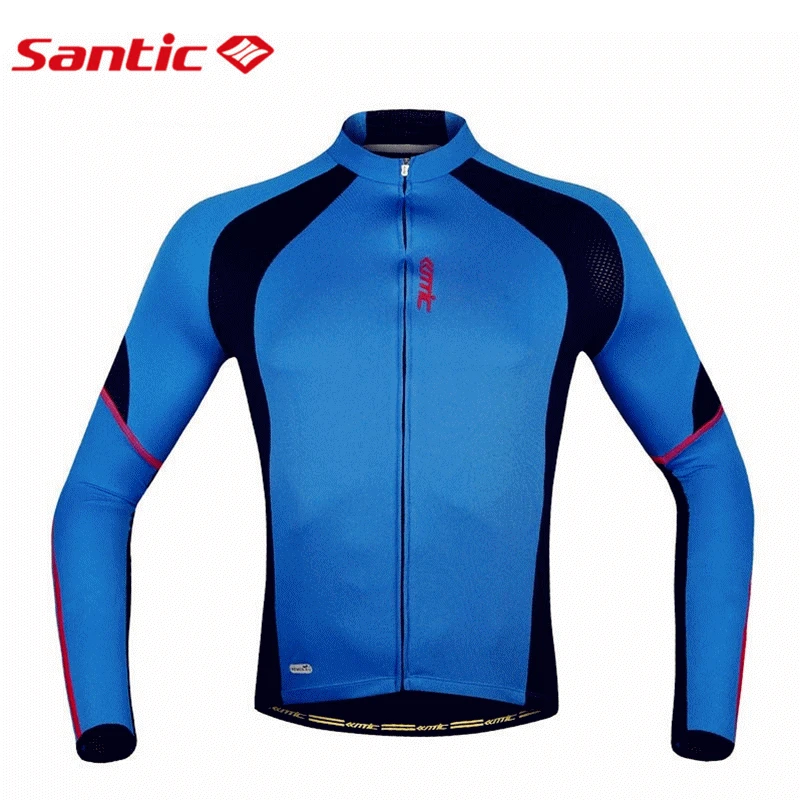 

Santic Cycling Jersey Spring Long Sleeve Jersey Mens Long Shirts Cycling Breathable Blue Long Jerseys Cycling WC01012B