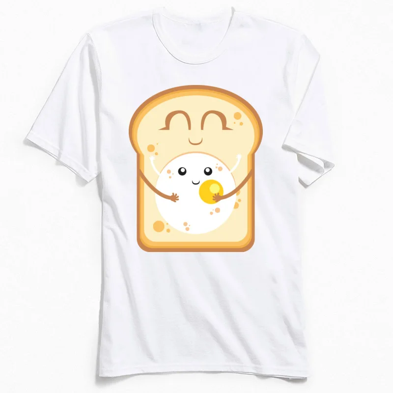 CoolStreet Short Sleeve Tops Shirt Summer/Autumn Latest Crewneck 100% Cotton Tee Shirt Men Top T-shirts Hug the Egg!  Hug the Egg! white
